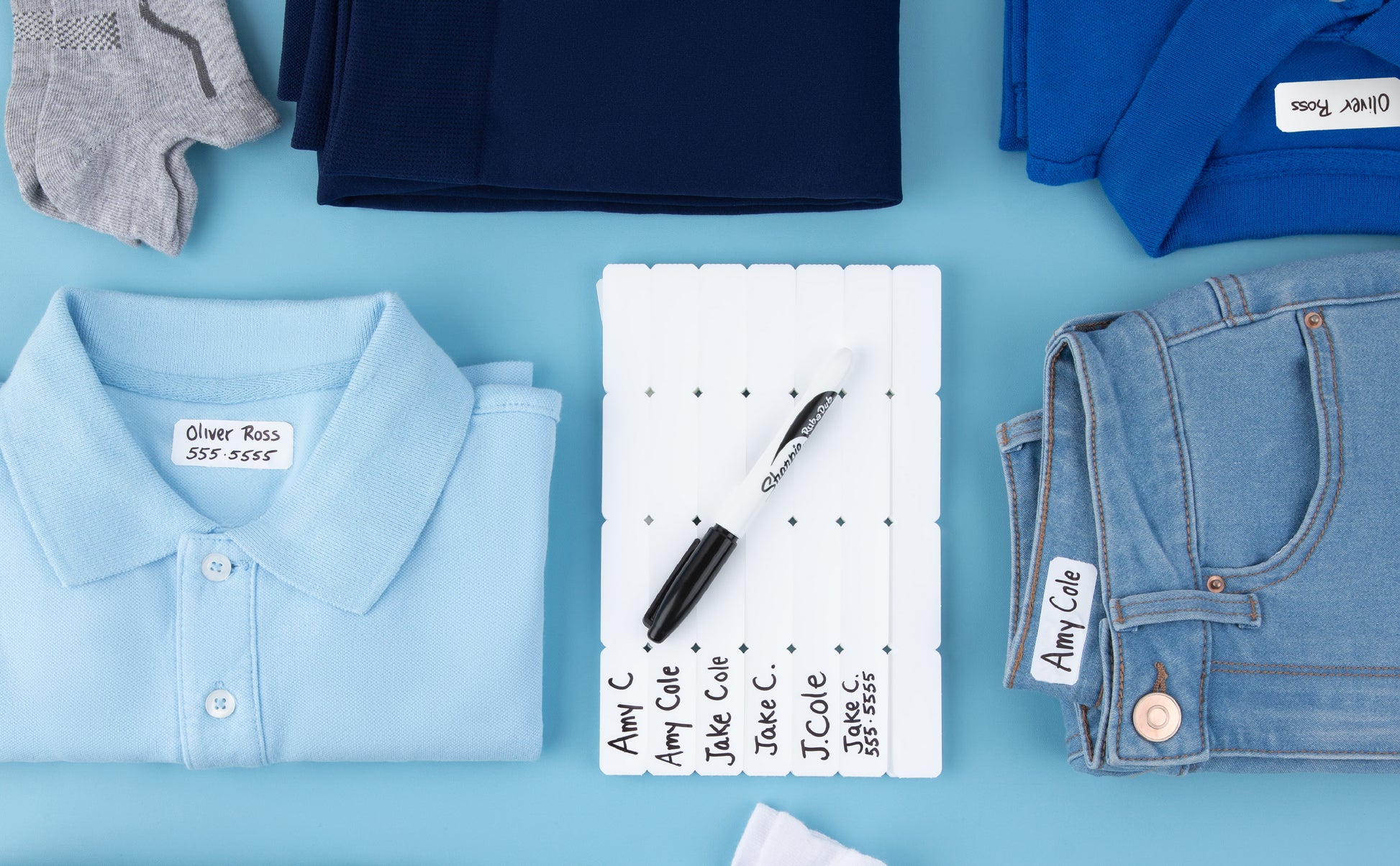 Large Writable Iron-On Name Labels for Clothing with Permanent Laundry Marker - Label Land