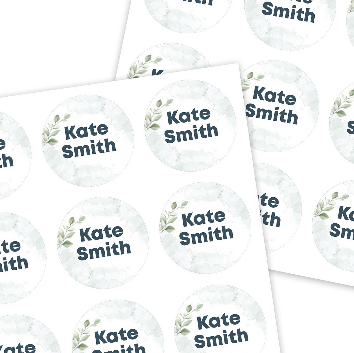 Mini Round Name Labels | Leaf - Label Land