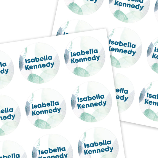 Mini Round Name Labels | Watercolor - Label Land