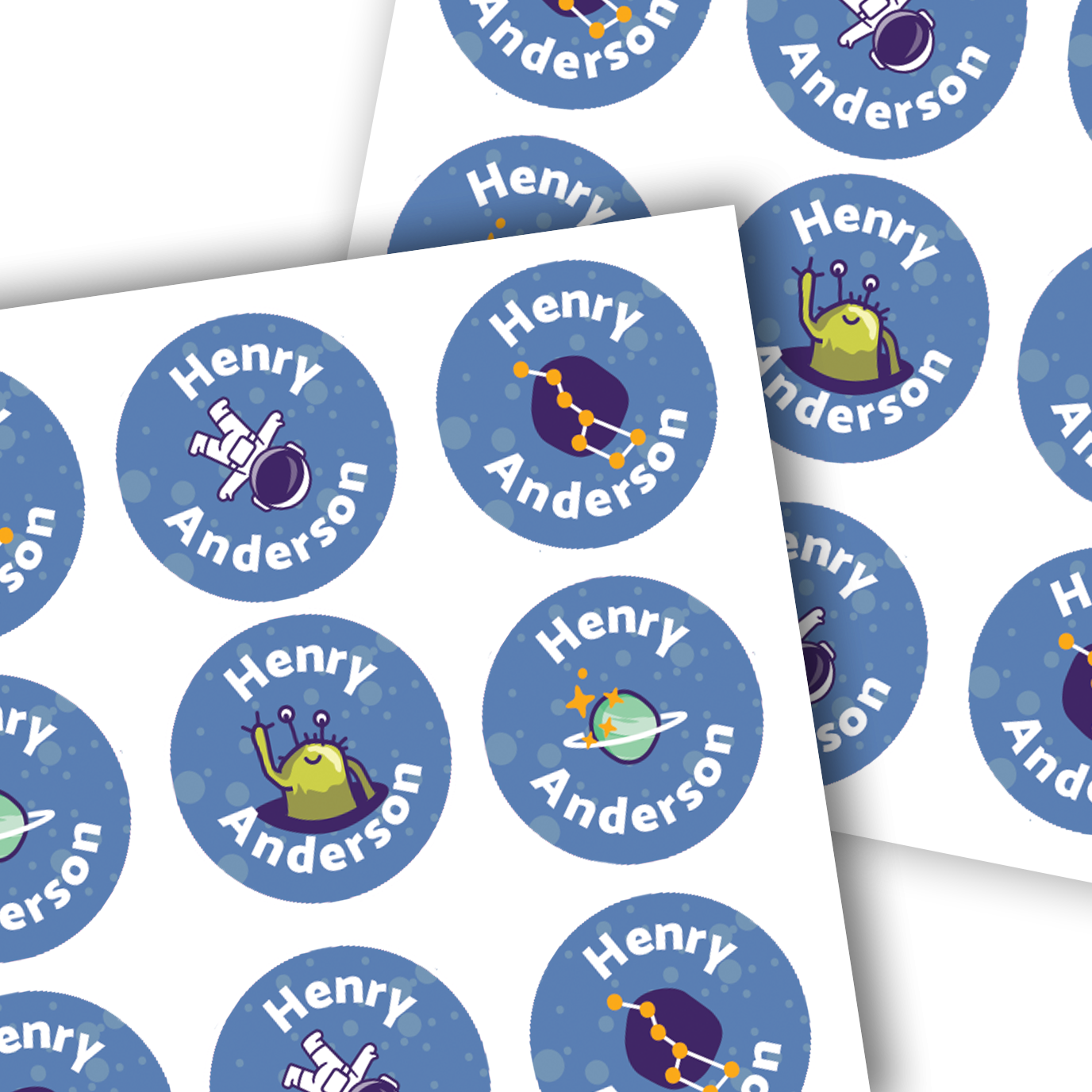 Mini Round Name Labels | Galaxy