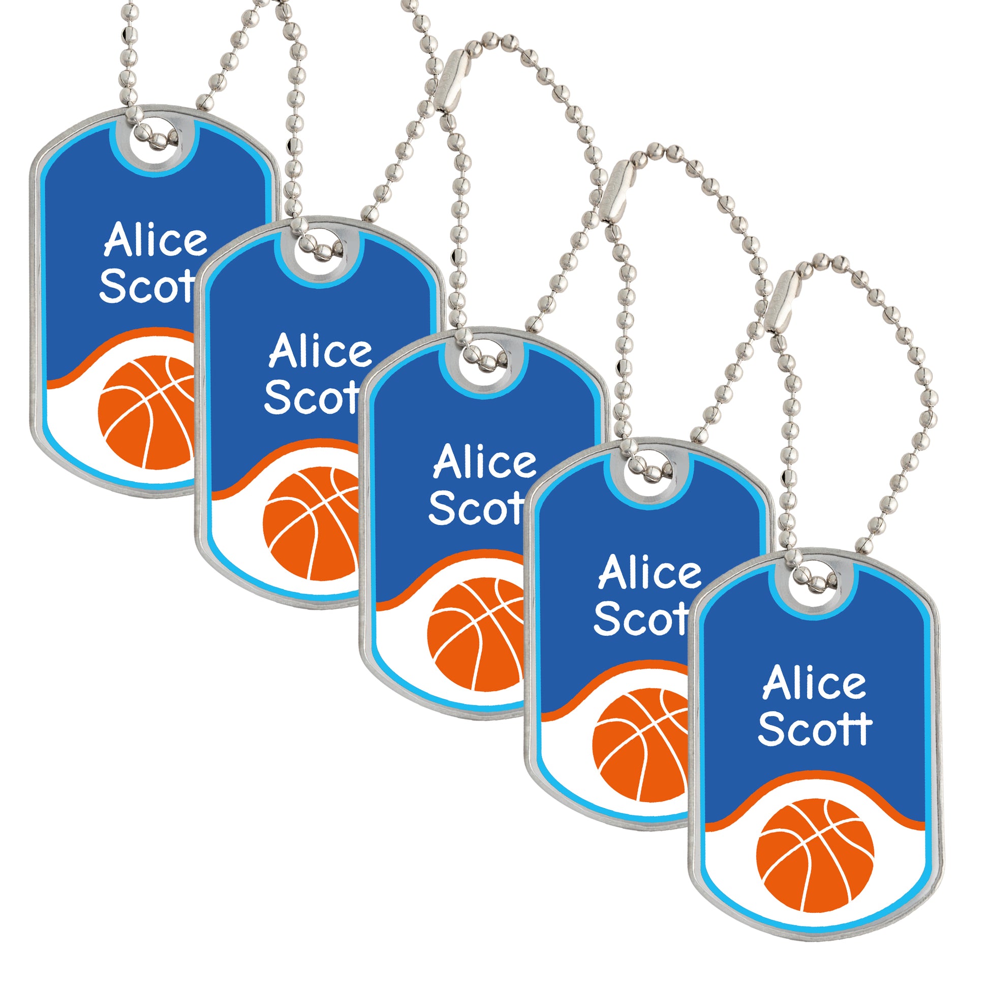 bag tags with basket balls