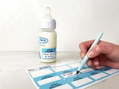 blue labels for bottles