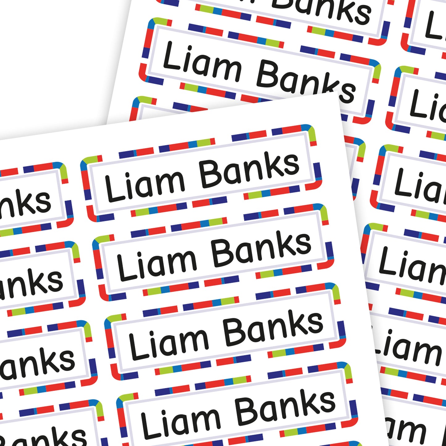 Medium Rectangle Name Labels | Stripes - Label Land