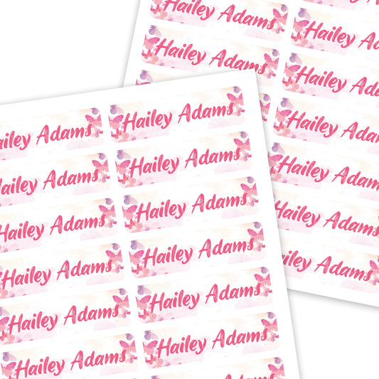 Mini Rectangle Name Labels | Butterfly - Label Land