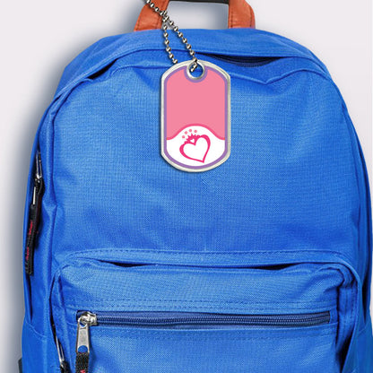 Princess design bag tag attached to backpack