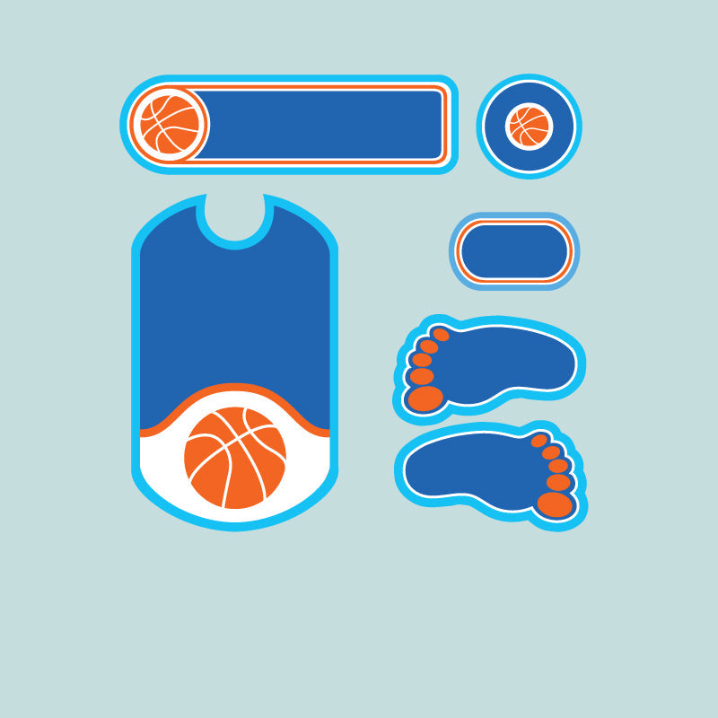 Basketball design multi-purpose stick on daycare name labels pack
