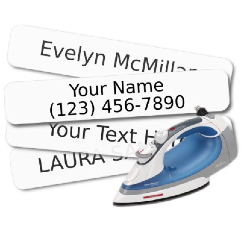 50 Printed Iron-On Name Labels/Tags for School, Care, Nursing or Camp